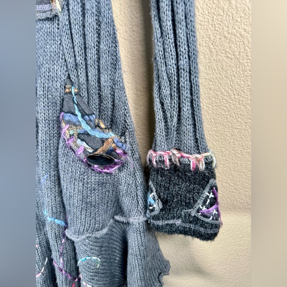 Grifflin Women’s Gray Knit Cardigan Sweater with Colorful Accents RARE - Picture 3 of 10